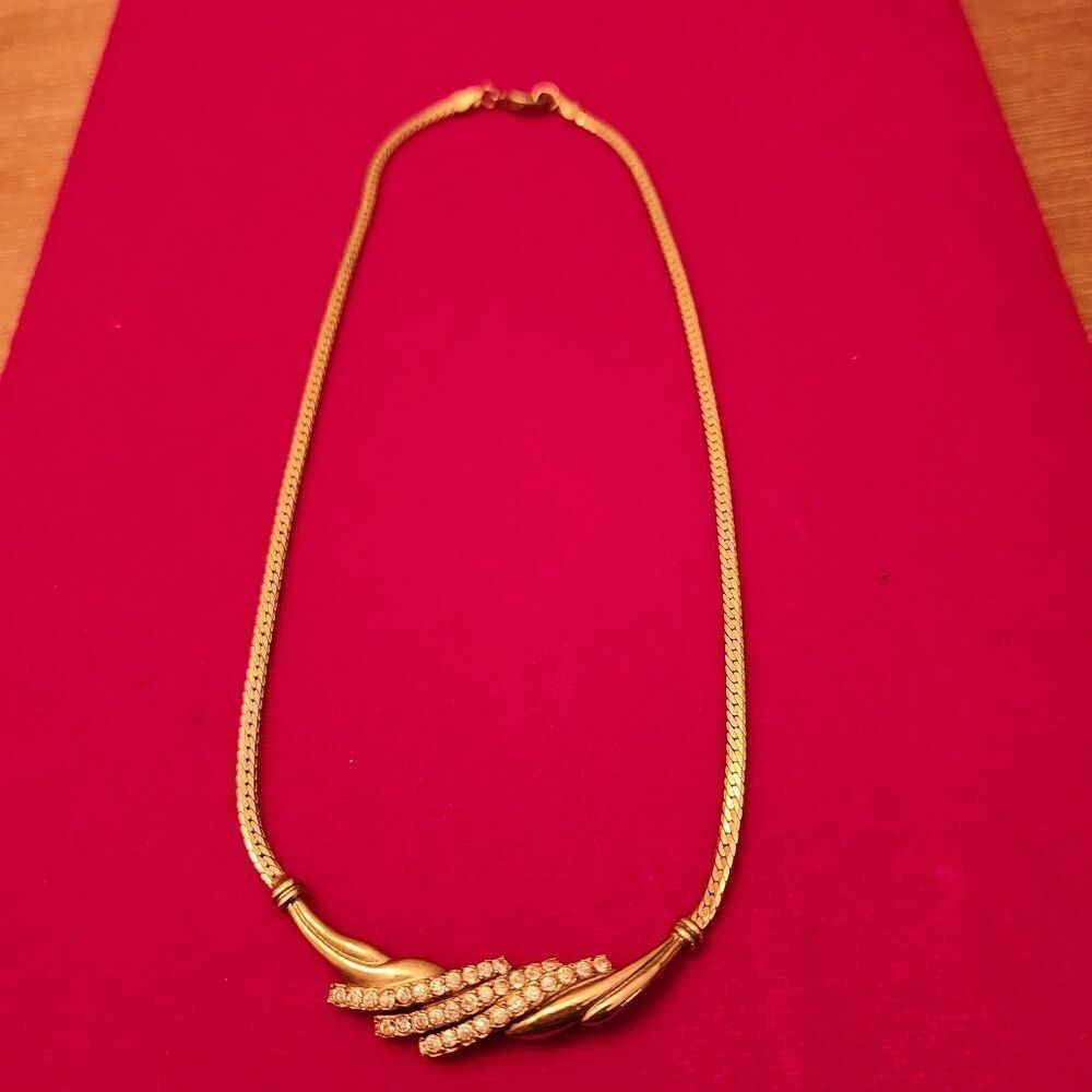 Avon Vintage Signed Gold Plated Crystal Necklace